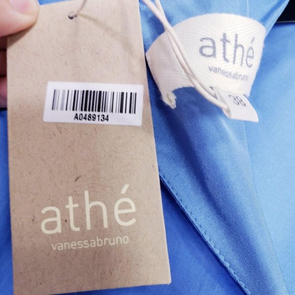 NEW VANESSA BRUNO ATHE Blue Dropped Waisted Mini Dress MEDIUM 100% Cotton Light - Picture 6 of 14